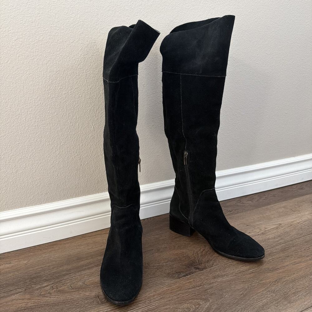 Vince Camuto Kochelda Over the Knee Boot Womens 9.5 Black Suede Side Zip Edgy